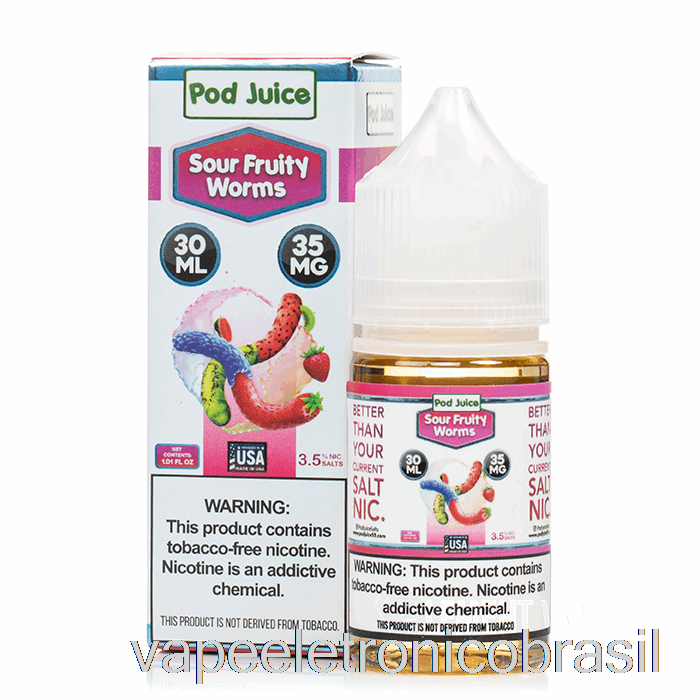 Vape Eletronico Sour Frutado Vermes - Suco De Vagem - 30ml 55mg